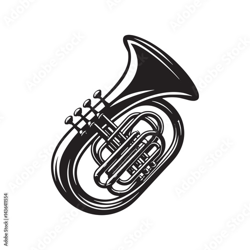 Majestic Brass: A Powerful Collection of Tuba Vector Silhouettes Capturing the Grand Shape, Deep Resonance, and Foundational Sound of This Classic Brass Wind Instrument.