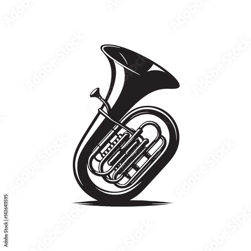 Majestic Brass: A Powerful Collection of Tuba Vector Silhouettes Capturing the Grand Shape, Deep Resonance, and Foundational Sound of This Classic Brass Wind Instrument.
