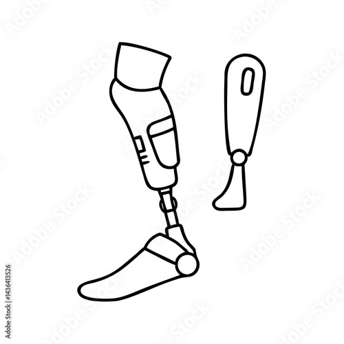 prosthetic limb icon, prosthetic limb line art - simple line art of prosthetic limb, perfect for prosthetic limb logos and icons