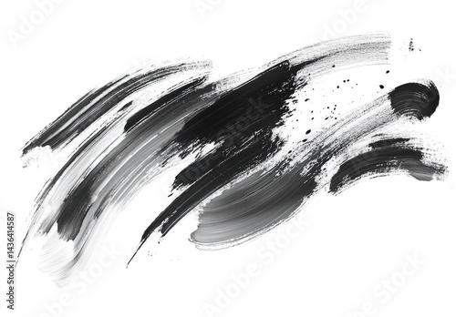 Abstract black paint strokes on white background (1)