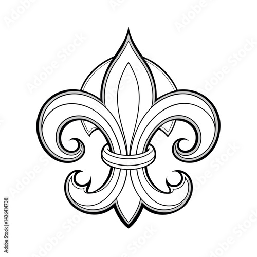 Vintage Fleur de Lis Curled Frame Clipart
