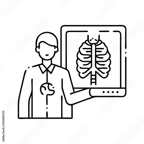 radiologist icon, radiologist line art - simple line art of radiologist, perfect for radiologist logos and icons