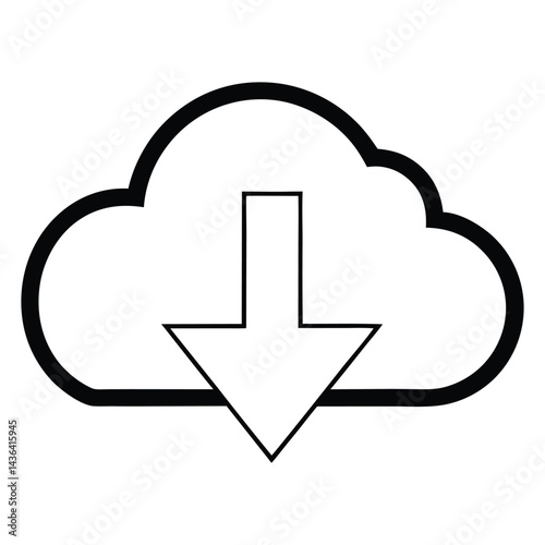 Downloading from cloud icon, simple vector graphic.