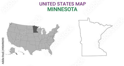 Minnesota map of USA state. Minnesota map vector illustration. Minnesota vector map on white background.