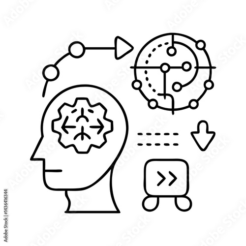 reinforcement learning icon, reinforcement learning line art - simple line art of reinforcement learning, perfect for reinforcement learning logos and icons