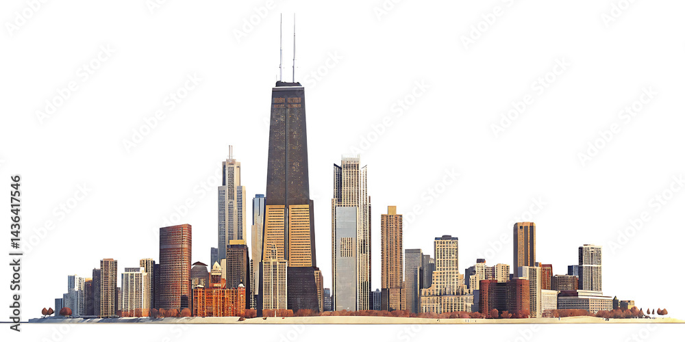 Obraz premium chicago skyline isolated on white background PNG