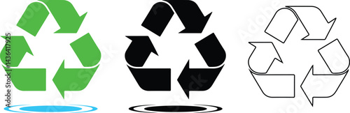 Recycling Symbol  icon vector on transparent background.