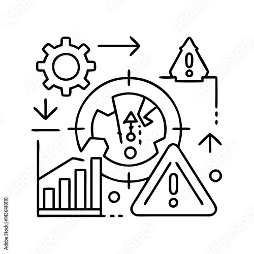 risk management icon, risk management line art - simple line art of risk management, perfect for risk management logos and icons
