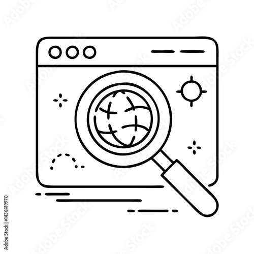 search engine icon, search engine line art - simple line art of search engine, perfect for search engine logos and icons
