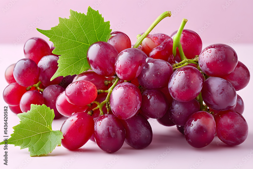 Fototapeta premium A whole bunch of grapes on a pale pink background