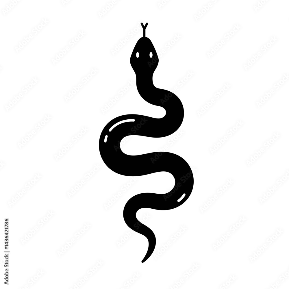 Fototapeta premium Black snake silhouette on a white background 