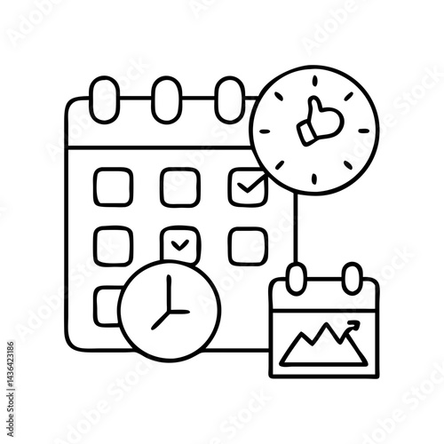social media scheduler icon, social media scheduler line art - simple line art of social media scheduler, perfect for social media scheduler logos and icons