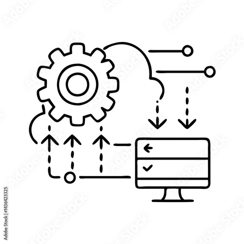 software deployment icon, software deployment line art - simple line art of software deployment, perfect for software deployment logos and icons