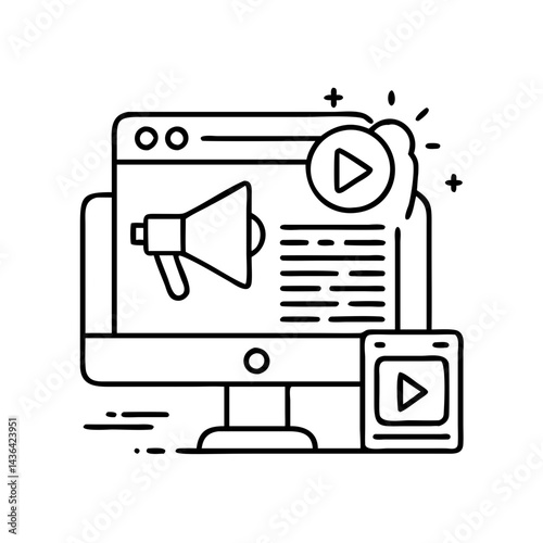 sponsored content icon, sponsored content line art - simple line art of sponsored content, perfect for sponsored content logos and icons
