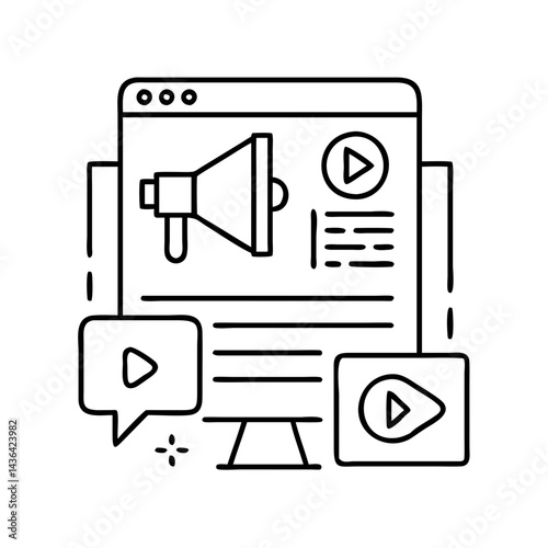 sponsored content icon, sponsored content line art - simple line art of sponsored content, perfect for sponsored content logos and icons