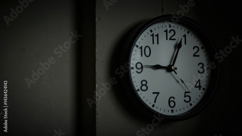 Wallpaper Mural mental health awareness depression advocacy. A simple wall clock displaying the time in a dark setting, emphasizing the passage of time. Torontodigital.ca