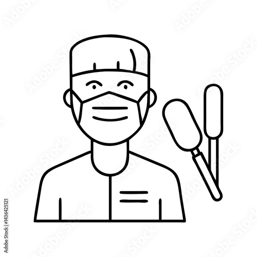 surgeon icon, surgeon line art - simple line art of surgeon, perfect for surgeon logos and icons