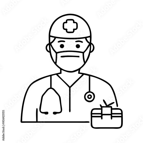 surgeon in scrubs icon, surgeon in scrubs line art - simple line art of surgeon in scrubs, perfect for surgeon in scrubs logos and icons