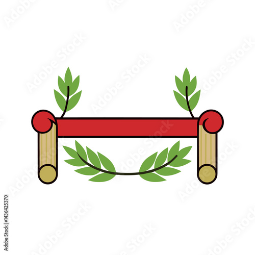 Horizontal Bar with Scroll and Leaf Caps on White