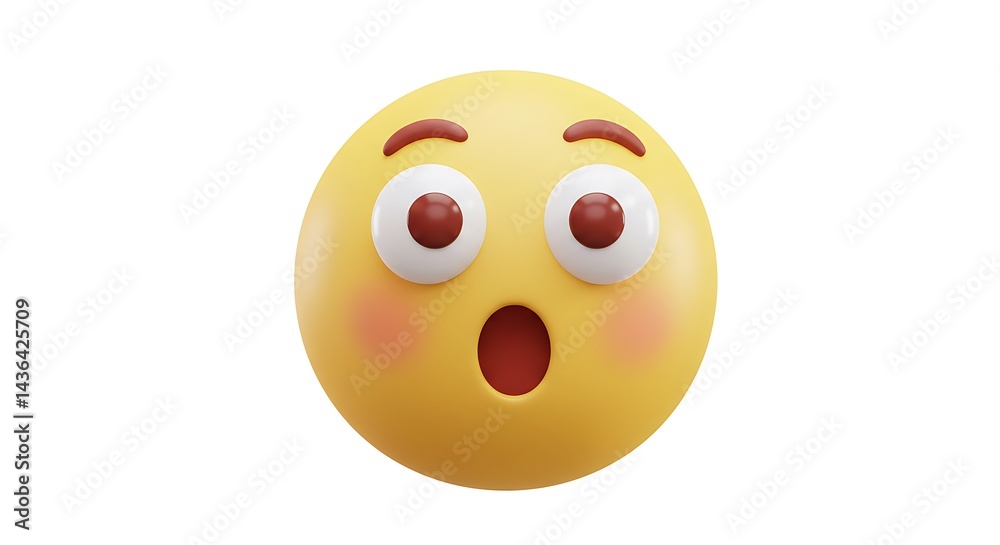 Fototapeta premium Surprised Emoji with Open Mouth and Wide Eyes on Isolated Background