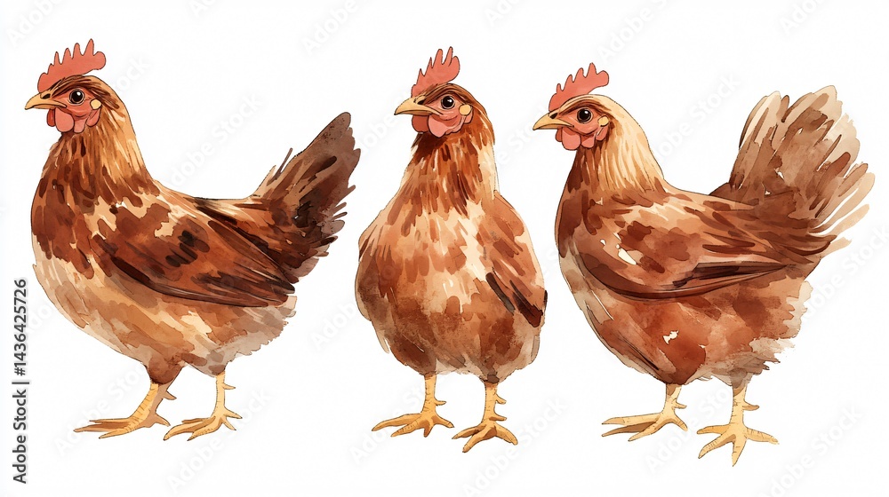 Naklejka premium Majestic Brown Chicken Portrait Collection for Professional Stands