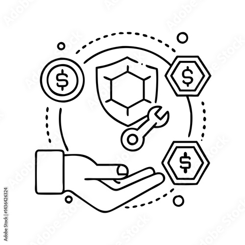 tokenized asset icon, tokenized asset line art - simple line art of tokenized asset, perfect for tokenized asset logos and icons