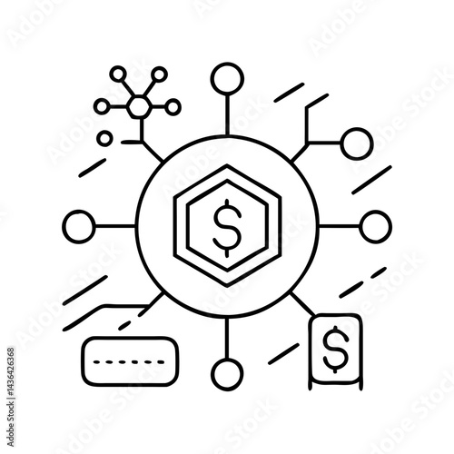 tokenized asset icon, tokenized asset line art - simple line art of tokenized asset, perfect for tokenized asset logos and icons