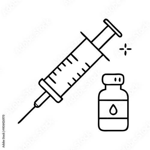 vaccine icon, vaccine line art - simple line art of vaccine, perfect for vaccine logos and icons