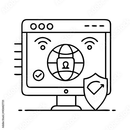 vpn icon, vpn line art - simple line art of vpn, perfect for vpn logos and icons