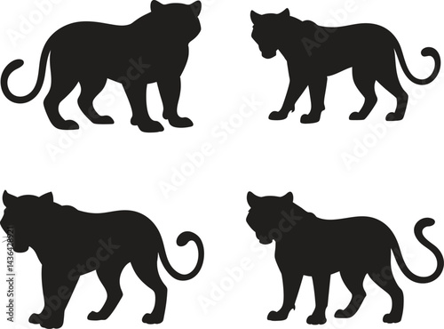 Panther Silhouette Set Vector
