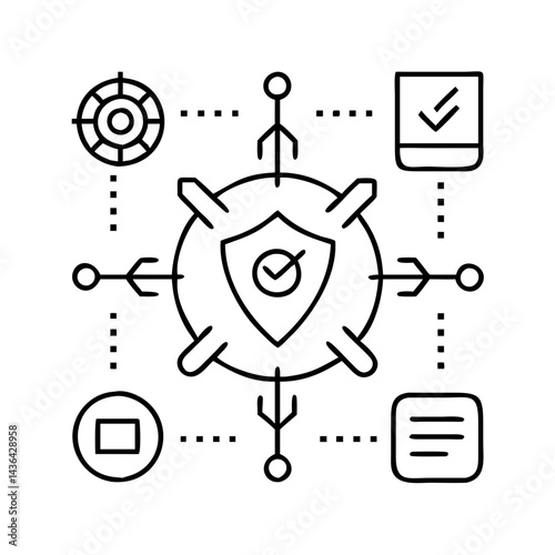 zero trust architecture icon, zero trust architecture line art - simple line art of zero trust architecture, perfect for zero trust architecture logos and icons