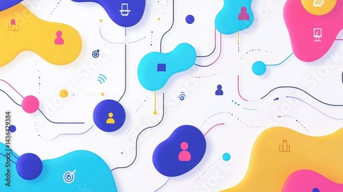 Network flat design top view theme information technology water color vivid.