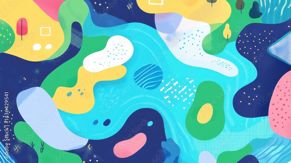 Network flat design top view theme information technology water color vivid.