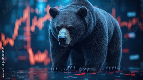 Bear market  A bear stands amidst financial charts
