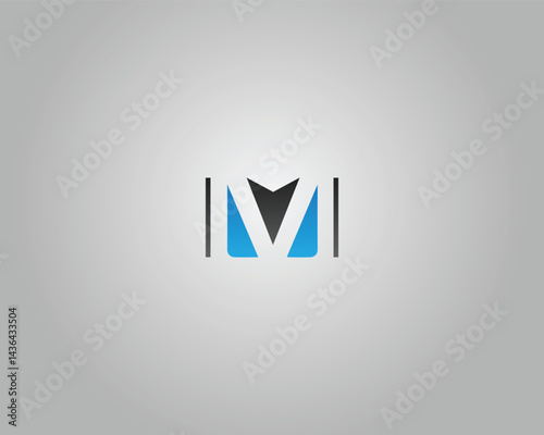 Geometric Letter MV or VM Logo Icon Design Minimal Vector Template.