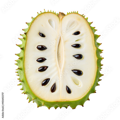 Soursop Fruit Halved Showing Seeds and Texture