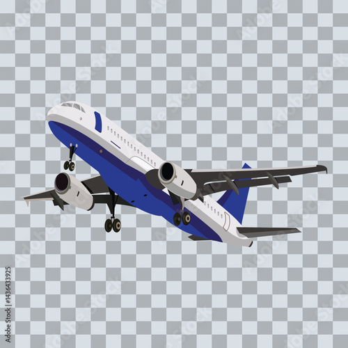 Flying airplane on transparent background 3d rendering illustration vector design

