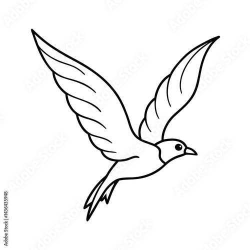 outline of flying bird with extended wings