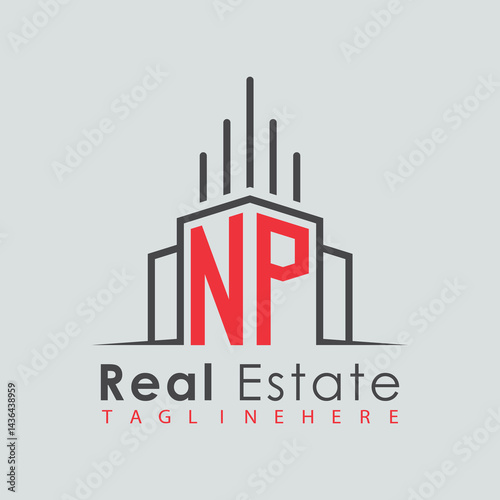 initial monogram logo for real estate with Home and Building shape creative design.
