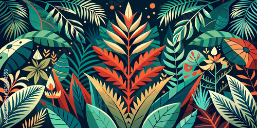 Vibrant Tropical Jungle Foliage Pattern Design