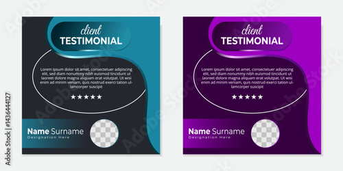 Modern and professional creative clients testimonial or clients feedback review template design with clean organic shapes