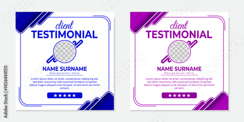 Modern and professional creative clients testimonial or clients feedback review template design with clean organic shapes