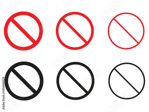 Collection of prohibited., No entry, not allowed, restricted, waning, caution sign vector illustration on white background