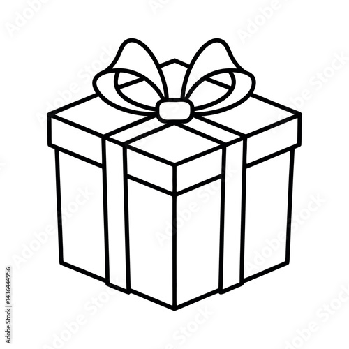 outlined gift box on white background design