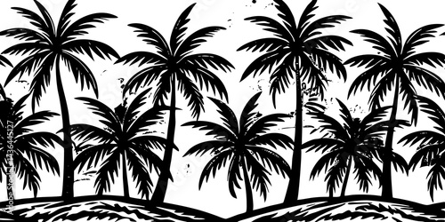 Wallpaper Mural Black and White Tropical Palm Tree Silhouette Illustration Torontodigital.ca