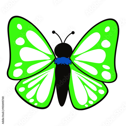 Green Butterfly Cartoon Illustration, transparent background
