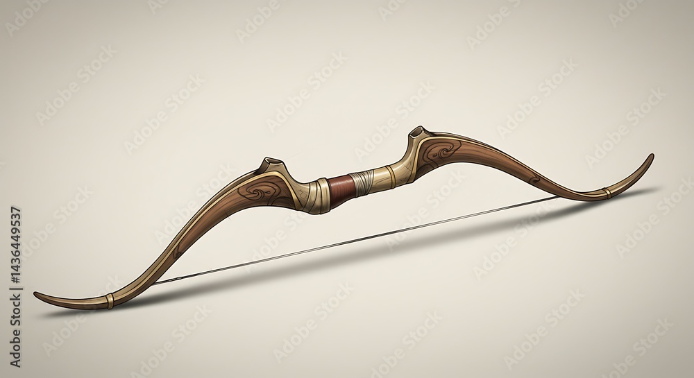 Obraz premium Classic Wooden Bow with String and Decorative Accents