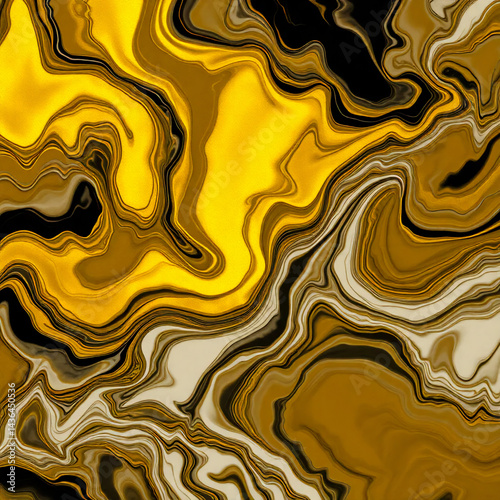 Fluid marble waves with rich gold,black and white patterns