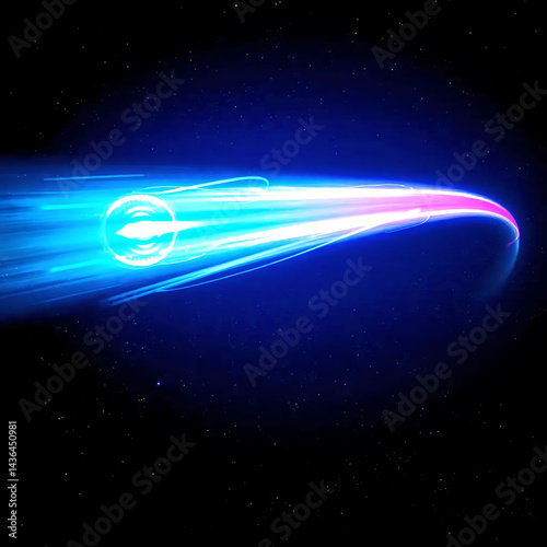 Abstract beam of energy in bright blue and purple tones
