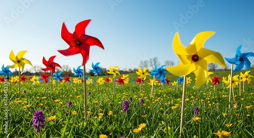 Sunny Spinners in a Wild Bloom AI Generated